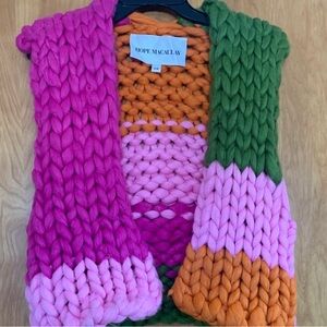 Hope Macaulay Gorgeous Colossal Knit Colorblock Vest sz S/M pinks green & orange